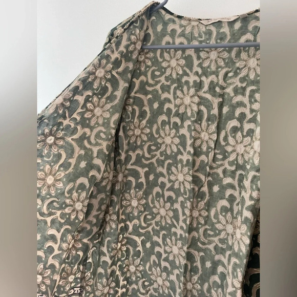 Soft Surroundings Long Cardigan Kimono Paisley Floral Embroidered Sequins Saree - Picture 7 of 11